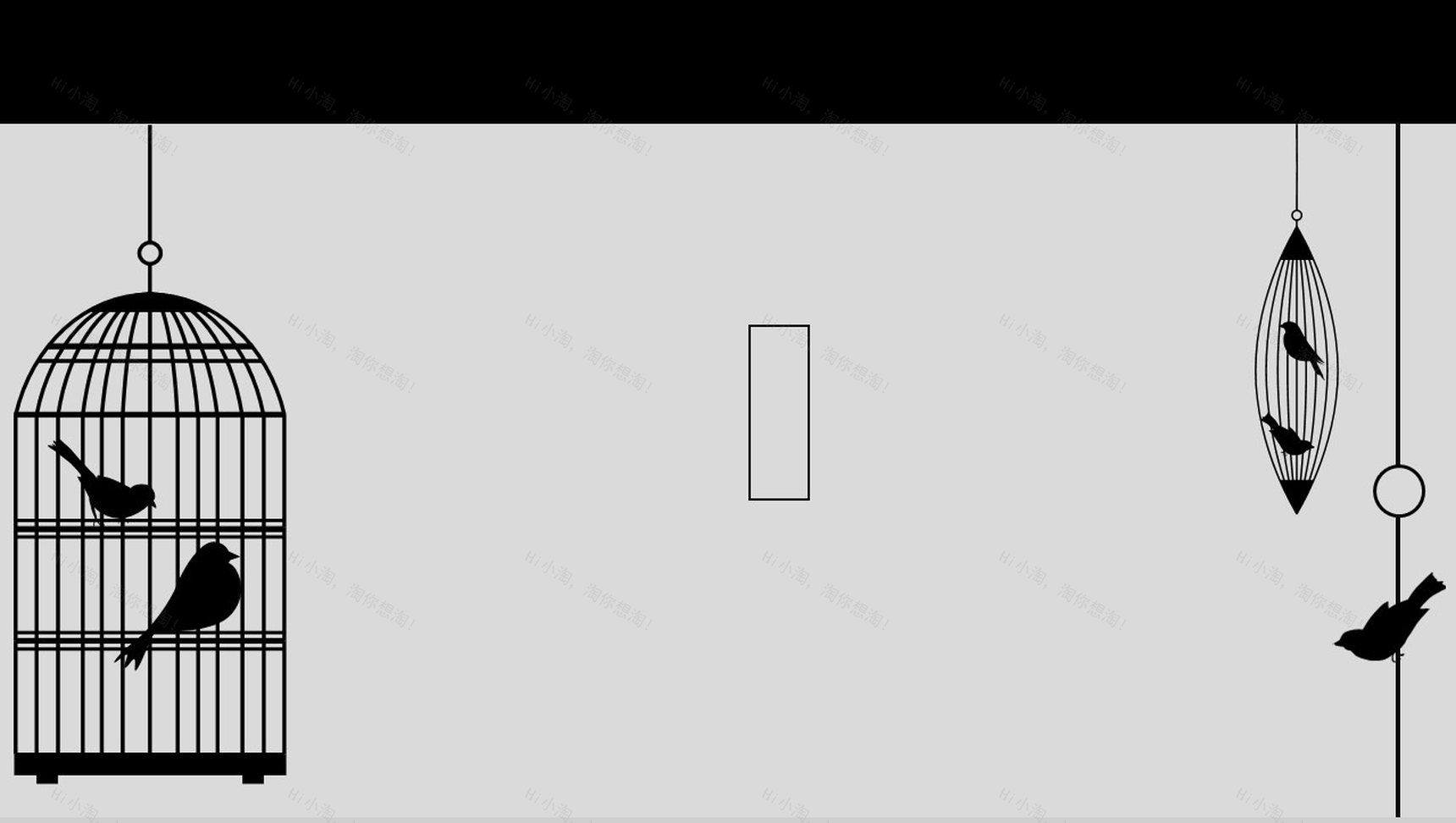黑白风鸟笼广告创意PPT模板-1