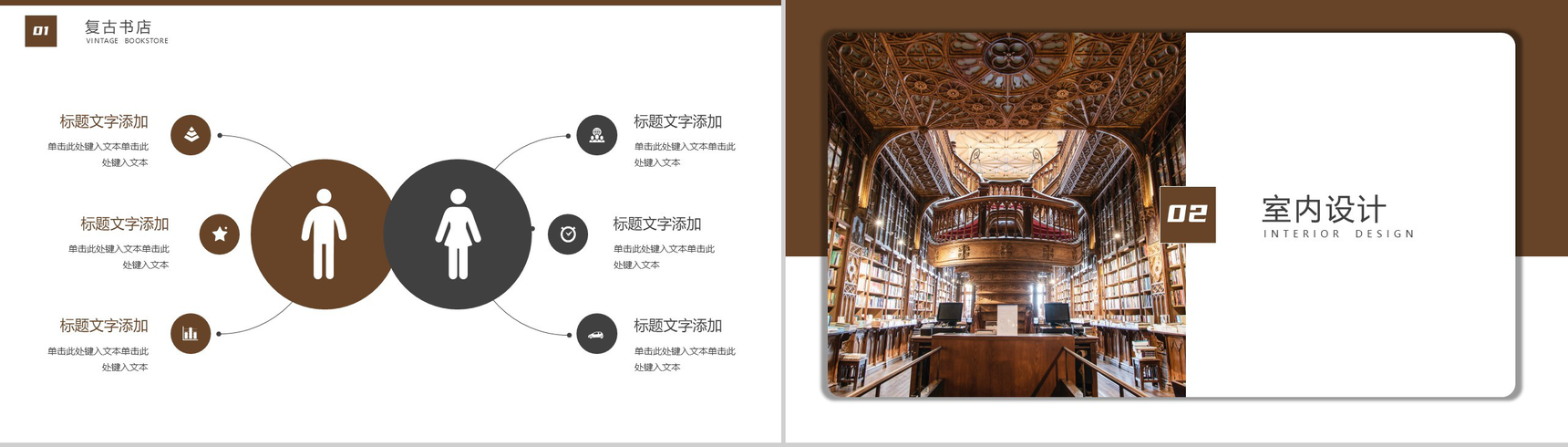 棕色复古书店软装室内设计企业介绍PPT模板-4